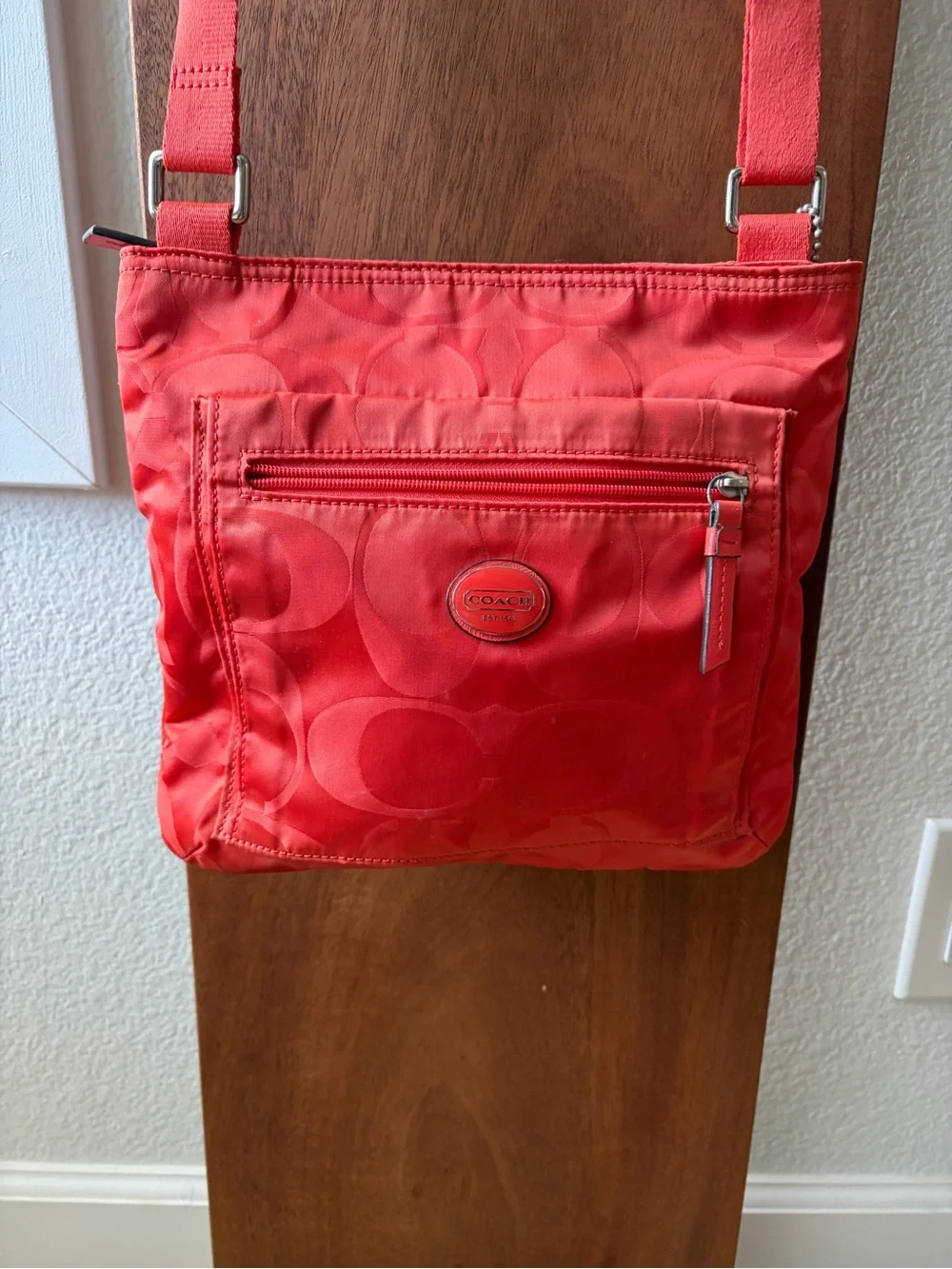 Coach Vinyl Orange Crossbody Shoulder Bag EUC